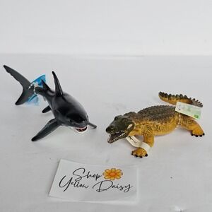NWT 1996 Safari‎ Ltd. Great White Shark & Crocodile Lot of 2 Vintage - 1389